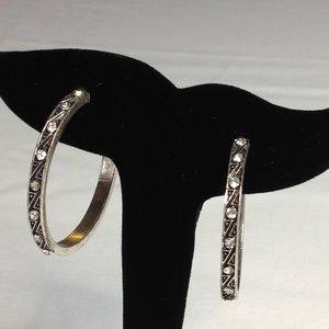 Costume silver toned loop earrings w/ rhinestones